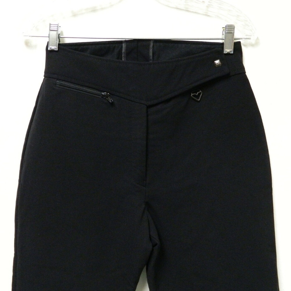SKI SNOW PANTS WITH STIRRUPS VINTAGE OBERMEYER Black Wool Blend WOMENS Size 8 S
